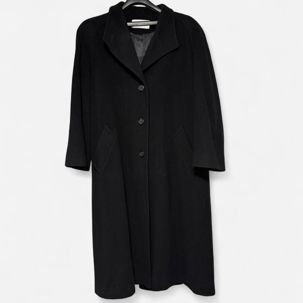 Vintage 80s/90s Black Wool Overcoat – 100% Pure Wool – Made in USA